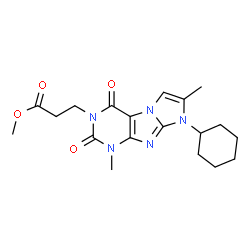 ChemSpider 2D Image | Methyl 3-(8-cyclohexyl-1,7-dimethyl-2,4-dioxo-1,2,4,8-tetrahydro-3H-imidazo[2,1-f]purin-3-yl)propanoate | C19H25N5O4