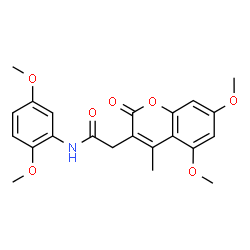 ChemSpider 2D Image | 2-(5,7-Dimethoxy-4-methyl-2-oxo-2H-chromen-3-yl)-N-(2,5-dimethoxyphenyl)acetamide | C22H23NO7