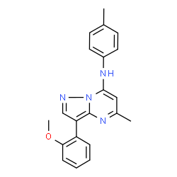 ChemSpider 2D Image | 3-(2-Methoxyphenyl)-5-methyl-N-(4-methylphenyl)pyrazolo[1,5-a]pyrimidin-7-amine | C21H20N4O