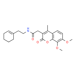 ChemSpider 2D Image | N-[2-(1-Cyclohexen-1-yl)ethyl]-2-(7,8-dimethoxy-4-methyl-2-oxo-2H-chromen-3-yl)acetamide | C22H27NO5