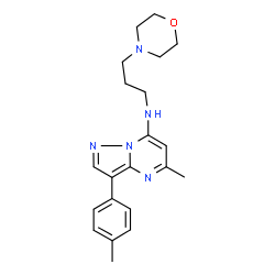 ChemSpider 2D Image | 5-Methyl-3-(4-methylphenyl)-N-[3-(4-morpholinyl)propyl]pyrazolo[1,5-a]pyrimidin-7-amine | C21H27N5O