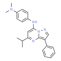 ChemSpider 2D Image | N'-(5-Isopropyl-3-phenylpyrazolo[1,5-a]pyrimidin-7-yl)-N,N-dimethyl-1,4-benzenediamine | C23H25N5