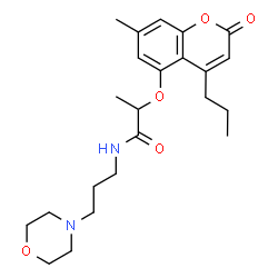 ChemSpider 2D Image | 2-[(7-Methyl-2-oxo-4-propyl-2H-chromen-5-yl)oxy]-N-[3-(4-morpholinyl)propyl]propanamide | C23H32N2O5