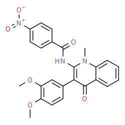 ChemSpider 2D Image | N-[3-(3,4-Dimethoxyphenyl)-1-methyl-4-oxo-1,4-dihydro-2-quinolinyl]-4-nitrobenzamide | C25H21N3O6