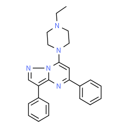 ChemSpider 2D Image | 7-(4-Ethyl-1-piperazinyl)-3,5-diphenylpyrazolo[1,5-a]pyrimidine | C24H25N5