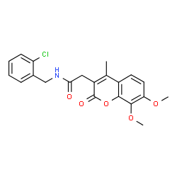 ChemSpider 2D Image | N-(2-Chlorobenzyl)-2-(7,8-dimethoxy-4-methyl-2-oxo-2H-chromen-3-yl)acetamide | C21H20ClNO5