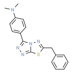 ChemSpider 2D Image | 4-(6-Benzyl[1,2,4]triazolo[3,4-b][1,3,4]thiadiazol-3-yl)-N,N-dimethylaniline | C18H17N5S