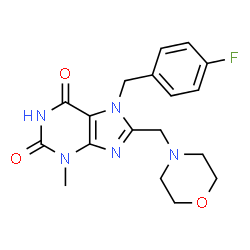 ChemSpider 2D Image | 7-(4-Fluorobenzyl)-3-methyl-8-(4-morpholinylmethyl)-3,7-dihydro-1H-purine-2,6-dione | C18H20FN5O3