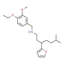 ChemSpider 2D Image | N-(4-Ethoxy-3-methoxybenzyl)-3-(2-furyl)-6-methyl-1-heptanamine | C22H33NO3