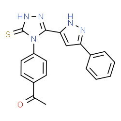 ChemSpider 2D Image | ethanone, 1-[4-[3-mercapto-5-(3-phenyl-1H-pyrazol-5-yl)-4H-1,2,4-triazol-4-yl]phenyl]- | C19H15N5OS