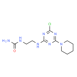 ChemSpider 2D Image | 1-(2-{[4-Chloro-6-(1-piperidinyl)-1,3,5-triazin-2-yl]amino}ethyl)urea | C11H18ClN7O