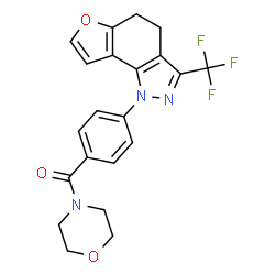 ChemSpider 2D Image | 4-Morpholinyl{4-[3-(trifluoromethyl)-4,5-dihydro-1H-furo[2,3-g]indazol-1-yl]phenyl}methanone | C21H18F3N3O3