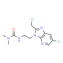 ChemSpider 2D Image | 3-{2-[6-Chloro-2-(chloromethyl)-3H-imidazo[4,5-b]pyridin-3-yl]ethyl}-1,1-dimethylurea | C12H15Cl2N5O