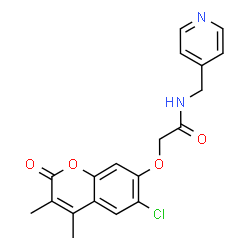 ChemSpider 2D Image | 2-[(6-Chloro-3,4-dimethyl-2-oxo-2H-chromen-7-yl)oxy]-N-(4-pyridinylmethyl)acetamide | C19H17ClN2O4