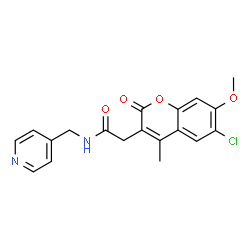 ChemSpider 2D Image | 2-(6-Chloro-7-methoxy-4-methyl-2-oxo-2H-chromen-3-yl)-N-(4-pyridinylmethyl)acetamide | C19H17ClN2O4