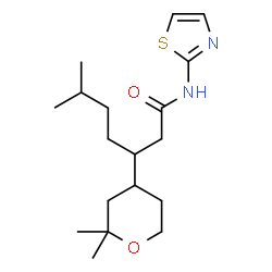 ChemSpider 2D Image | 3-(2,2-Dimethyltetrahydro-2H-pyran-4-yl)-6-methyl-N-(1,3-thiazol-2-yl)heptanamide | C18H30N2O2S