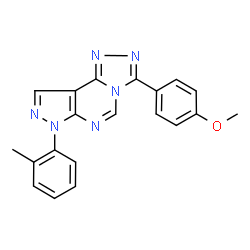 ChemSpider 2D Image | 3-(4-Methoxyphenyl)-7-(2-methylphenyl)-7H-pyrazolo[4,3-e][1,2,4]triazolo[4,3-c]pyrimidine | C20H16N6O