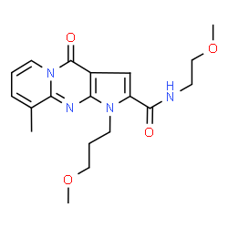 ChemSpider 2D Image | N-(2-Methoxyethyl)-1-(3-methoxypropyl)-9-methyl-4-oxo-1,4-dihydropyrido[1,2-a]pyrrolo[2,3-d]pyrimidine-2-carboxamide | C19H24N4O4