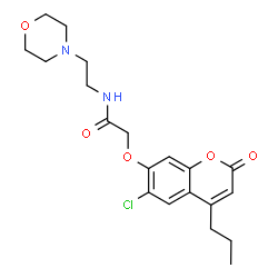 ChemSpider 2D Image | 2-[(6-Chloro-2-oxo-4-propyl-2H-chromen-7-yl)oxy]-N-[2-(4-morpholinyl)ethyl]acetamide | C20H25ClN2O5