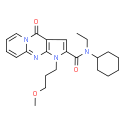 ChemSpider 2D Image | N-Cyclohexyl-N-ethyl-1-(3-methoxypropyl)-4-oxo-1,4-dihydropyrido[1,2-a]pyrrolo[2,3-d]pyrimidine-2-carboxamide | C23H30N4O3