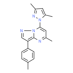 ChemSpider 2D Image | 7-(3,5-Dimethyl-1H-pyrazol-1-yl)-5-methyl-3-(4-methylphenyl)pyrazolo[1,5-a]pyrimidine | C19H19N5