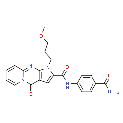 ChemSpider 2D Image | N-(4-Carbamoylphenyl)-1-(3-methoxypropyl)-4-oxo-1,4-dihydropyrido[1,2-a]pyrrolo[2,3-d]pyrimidine-2-carboxamide | C22H21N5O4
