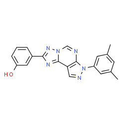 ChemSpider 2D Image | 3-[7-(3,5-Dimethylphenyl)-7H-pyrazolo[4,3-e][1,2,4]triazolo[1,5-c]pyrimidin-2-yl]phenol | C20H16N6O