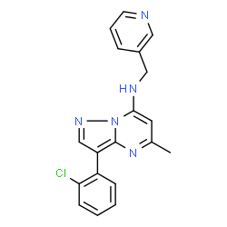 ChemSpider 2D Image | 3-(2-Chlorophenyl)-5-methyl-N-(3-pyridinylmethyl)pyrazolo[1,5-a]pyrimidin-7-amine | C19H16ClN5