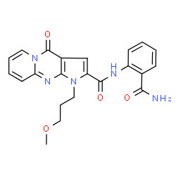 ChemSpider 2D Image | N-(2-Carbamoylphenyl)-1-(3-methoxypropyl)-4-oxo-1,4-dihydropyrido[1,2-a]pyrrolo[2,3-d]pyrimidine-2-carboxamide | C22H21N5O4