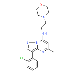 ChemSpider 2D Image | 3-(2-Chlorophenyl)-5-methyl-N-[2-(4-morpholinyl)ethyl]pyrazolo[1,5-a]pyrimidin-7-amine | C19H22ClN5O