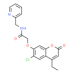 ChemSpider 2D Image | 2-[(6-Chloro-4-ethyl-2-oxo-2H-chromen-7-yl)oxy]-N-(2-pyridinylmethyl)acetamide | C19H17ClN2O4
