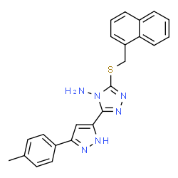 ChemSpider 2D Image | 3-[3-(4-Methylphenyl)-1H-pyrazol-5-yl]-5-[(1-naphthylmethyl)sulfanyl]-4H-1,2,4-triazol-4-amine | C23H20N6S