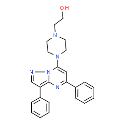 ChemSpider 2D Image | 2-[4-(3,5-Diphenylpyrazolo[1,5-a]pyrimidin-7-yl)-1-piperazinyl]ethanol | C24H25N5O