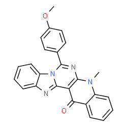 ChemSpider 2D Image | 7-(4-Methoxyphenyl)-5-methylbenzimidazo[1',2':1,6]pyrimido[4,5-b]quinolin-14(5H)-one | C25H18N4O2