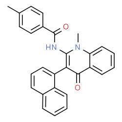 ChemSpider 2D Image | 4-Methyl-N-[1-methyl-3-(1-naphthyl)-4-oxo-1,4-dihydro-2-quinolinyl]benzamide | C28H22N2O2