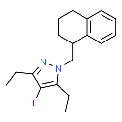 ChemSpider 2D Image | 3,5-Diethyl-4-iodo-1-(1,2,3,4-tetrahydro-1-naphthalenylmethyl)-1H-pyrazole | C18H23IN2