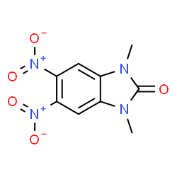 ChemSpider 2D Image | 1,3-Dimethyl-5,6-dinitro-1,3-dihydro-2H-benzimidazol-2-one | C9H8N4O5