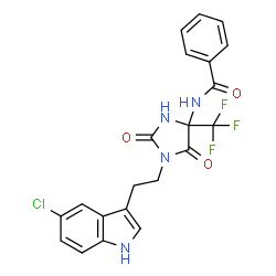 ChemSpider 2D Image | N-{1-[2-(5-Chloro-1H-indol-3-yl)ethyl]-2,5-dioxo-4-(trifluoromethyl)-4-imidazolidinyl}benzamide | C21H16ClF3N4O3