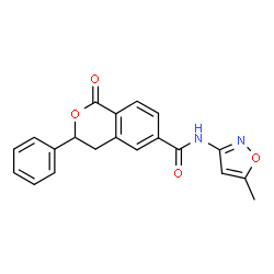 ChemSpider 2D Image | N-(5-Methyl-1,2-oxazol-3-yl)-1-oxo-3-phenyl-3,4-dihydro-1H-isochromene-6-carboxamide | C20H16N2O4