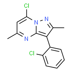 ChemSpider 2D Image | 7-Chloro-3-(2-chlorophenyl)-2,5-dimethylpyrazolo[1,5-a]pyrimidine | C14H11Cl2N3