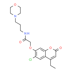 ChemSpider 2D Image | 2-[(6-Chloro-4-ethyl-2-oxo-2H-chromen-7-yl)oxy]-N-[3-(4-morpholinyl)propyl]acetamide | C20H25ClN2O5