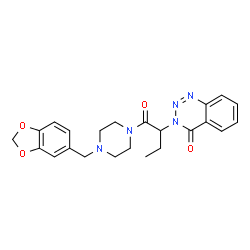 ChemSpider 2D Image | 3-{1-[4-(1,3-Benzodioxol-5-ylmethyl)-1-piperazinyl]-1-oxo-2-butanyl}-1,2,3-benzotriazin-4(3H)-one | C23H25N5O4