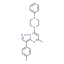 ChemSpider 2D Image | 5-Methyl-3-(4-methylphenyl)-7-(4-phenyl-1-piperazinyl)pyrazolo[1,5-a]pyrimidine | C24H25N5