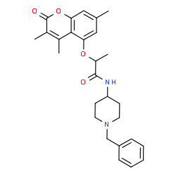 ChemSpider 2D Image | N-(1-Benzyl-4-piperidinyl)-2-[(3,4,7-trimethyl-2-oxo-2H-chromen-5-yl)oxy]propanamide | C27H32N2O4