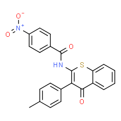 ChemSpider 2D Image | N-[3-(4-Methylphenyl)-4-oxo-4H-thiochromen-2-yl]-4-nitrobenzamide | C23H16N2O4S