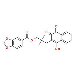 ChemSpider 2D Image | 3-(1-Hydroxy-3,4-dioxo-3,4-dihydro-2-naphthalenyl)-2,2-dimethylpropyl 1,3-benzodioxole-5-carboxylate | C23H20O7