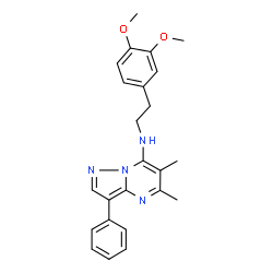 ChemSpider 2D Image | N-[2-(3,4-Dimethoxyphenyl)ethyl]-5,6-dimethyl-3-phenylpyrazolo[1,5-a]pyrimidin-7-amine | C24H26N4O2