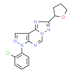 ChemSpider 2D Image | 7-(2-Chlorophenyl)-2-(tetrahydro-2-furanyl)-7H-pyrazolo[4,3-e][1,2,4]triazolo[1,5-c]pyrimidine | C16H13ClN6O