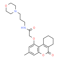 ChemSpider 2D Image | 2-[(3-Methyl-6-oxo-7,8,9,10-tetrahydro-6H-benzo[c]chromen-1-yl)oxy]-N-[3-(4-morpholinyl)propyl]acetamide | C23H30N2O5