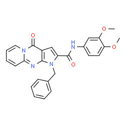 ChemSpider 2D Image | 1-Benzyl-N-(3,4-dimethoxyphenyl)-4-oxo-1,4-dihydropyrido[1,2-a]pyrrolo[2,3-d]pyrimidine-2-carboxamide | C26H22N4O4